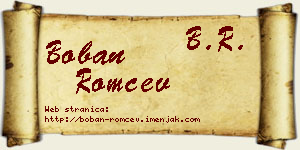 Boban Romčev vizit kartica